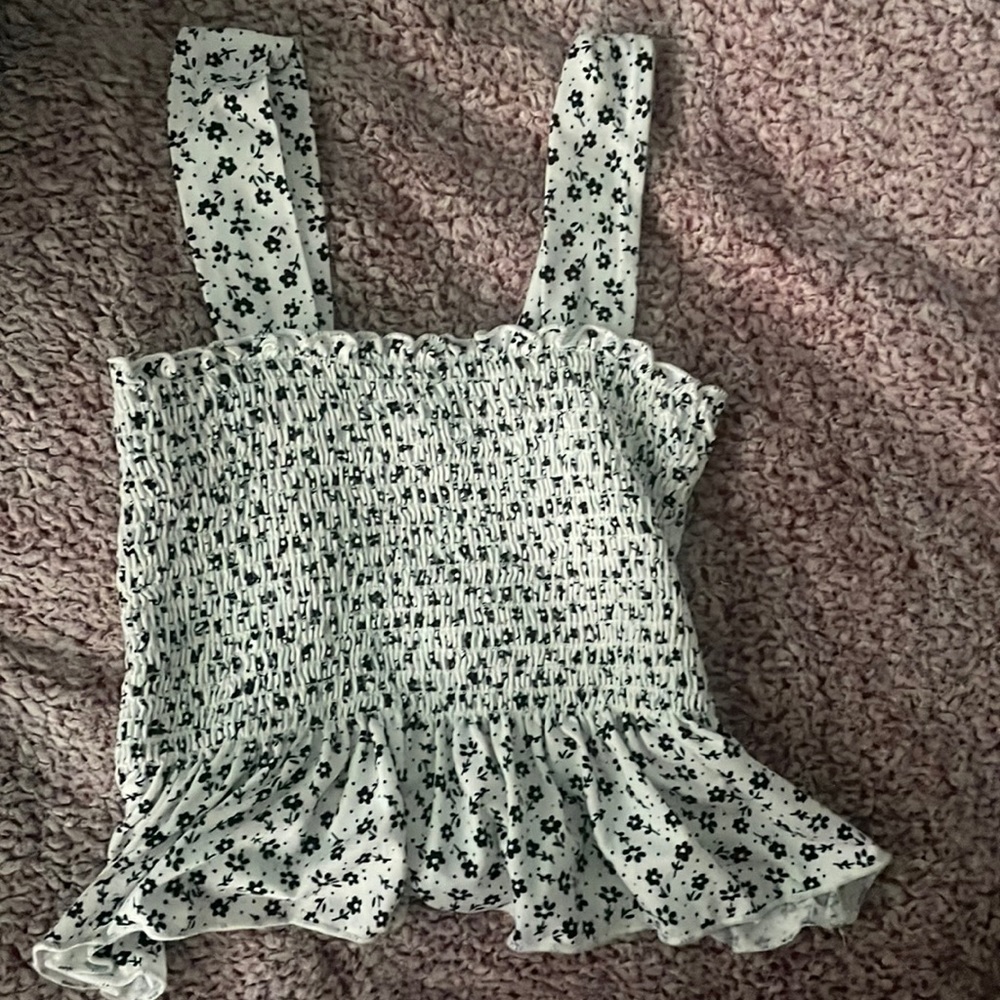 Black and white Floral print tank